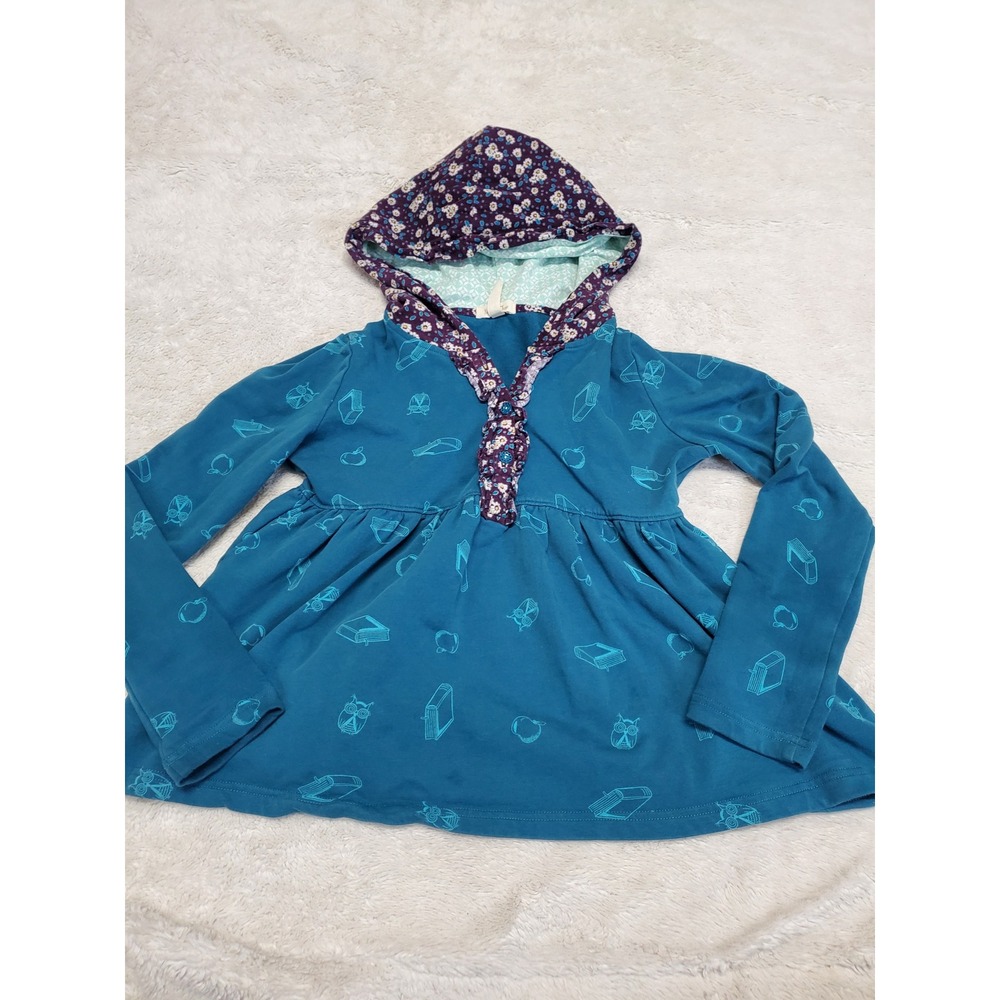 Matilda Jane‎ Teal School Corduroy Floral Hoodie Top Girl 8 Kidcore Whimsical